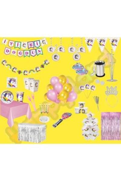 Tek boynuzlu at tarzı doğum günü partisi