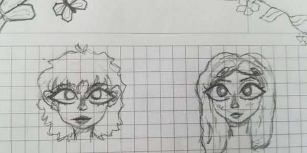 Eskiz defteri için kız çizimleri