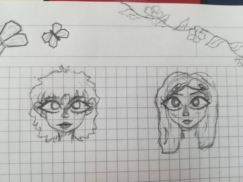 Eskiz defteri için kız çizimleri