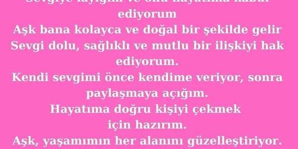 Aşkı çekmek için olumlamalar